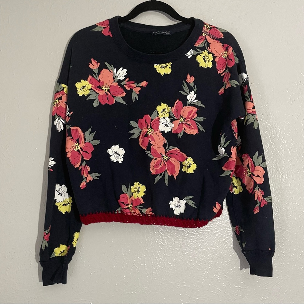 Abercrombie & Fitch Crew with Hand Crocheted Trim